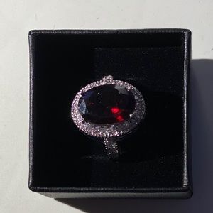 925 Silver plated big stone Ring For Women